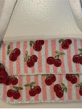 Marshalls Pink and Red Beaded Cherry Shoulder Bag